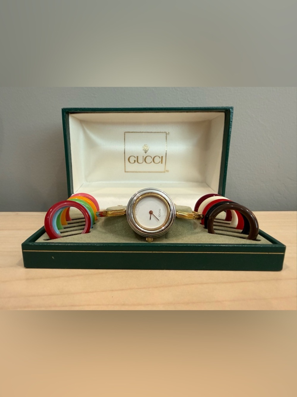 Vintage Interchangeable Bezel Bangle Watch - 12 interchangeable Bezels